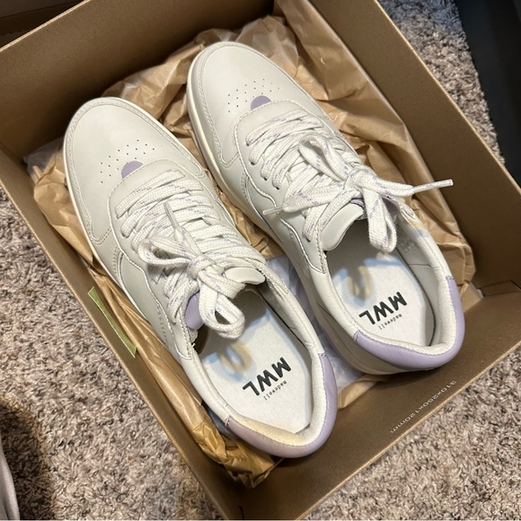 Madewell Court Low-Top Sneakers in White and Purple - Picture 5 of 9